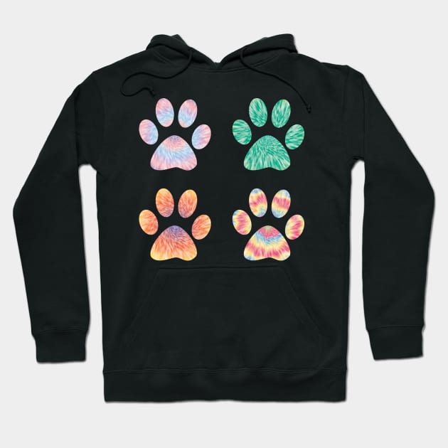 Colorful tie dye dog paws pattern Hoodie by SamridhiVerma18